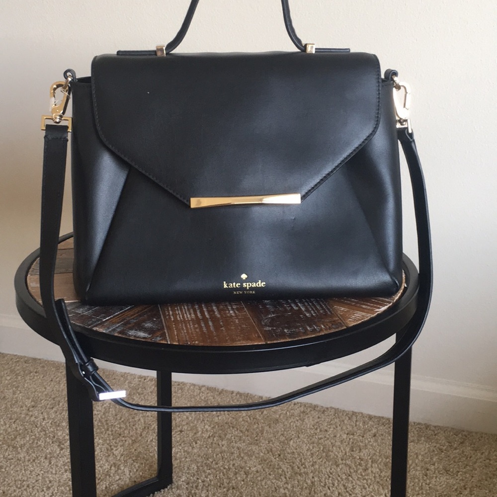 Black Leather Kate Spade Handbag
